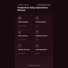 Daily Operations Planner for Tradesmen | Job Scheduling, Billable Hours and Tool Prep Tracker for Small Crews - BizGridCo.