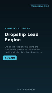 Dropship Lead Engine: Supplier Prospecting & Product Pipeline System for Multi-Store Operators | SKU Tracker - BizGridCo.