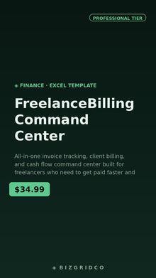 Freelance Billing Command Center | Invoice Tracker, Client Billing & Cash Flow Spreadsheet Template - BizGridCo.
