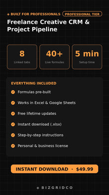 Freelance Creative CRM & Project Pipeline Tracker | Client Management System for Designers & Freelancers - BizGridCo.