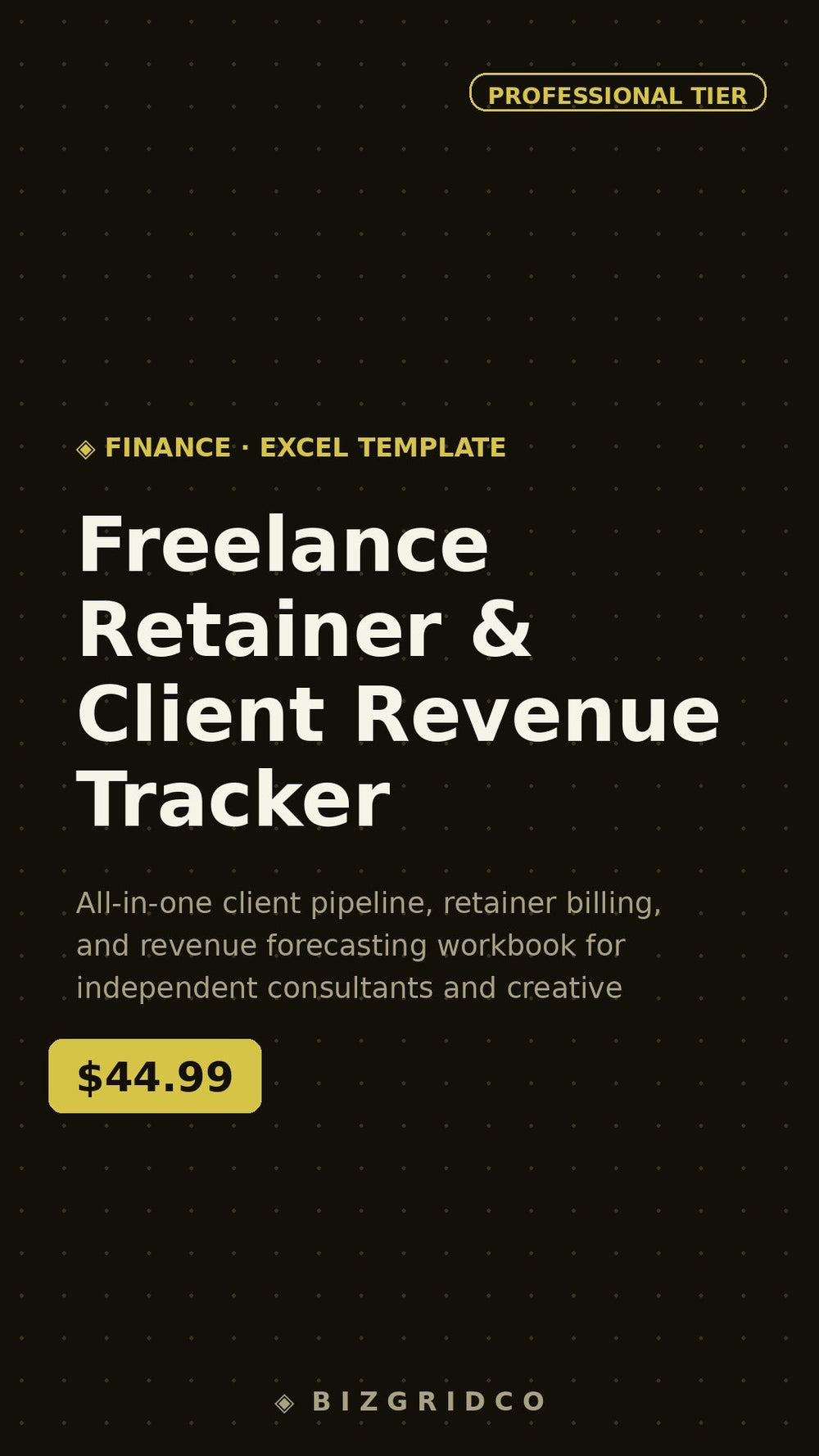 Freelance Income Tracker Google Sheets | Client Revenue & Retainer Billing | Profit and Loss Spreadsheet - BizGridCo.