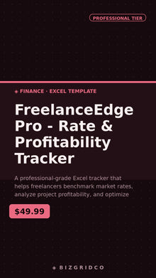 Freelance Rate & Profitability Tracker Excel Spreadsheet | Client Pricing Dashboard | Solopreneur Finance Tool - BizGridCo.