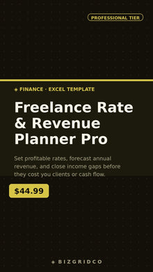 Freelance Rate & Revenue Planner Pro | Income Forecasting Tool for Freelancers & Solo Consultants - BizGridCo.