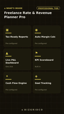 Freelance Rate & Revenue Planner Pro | Income Forecasting Tool for Freelancers & Solo Consultants - BizGridCo.