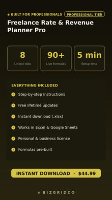 Freelance Rate & Revenue Planner Pro | Income Forecasting Tool for Freelancers & Solo Consultants - BizGridCo.