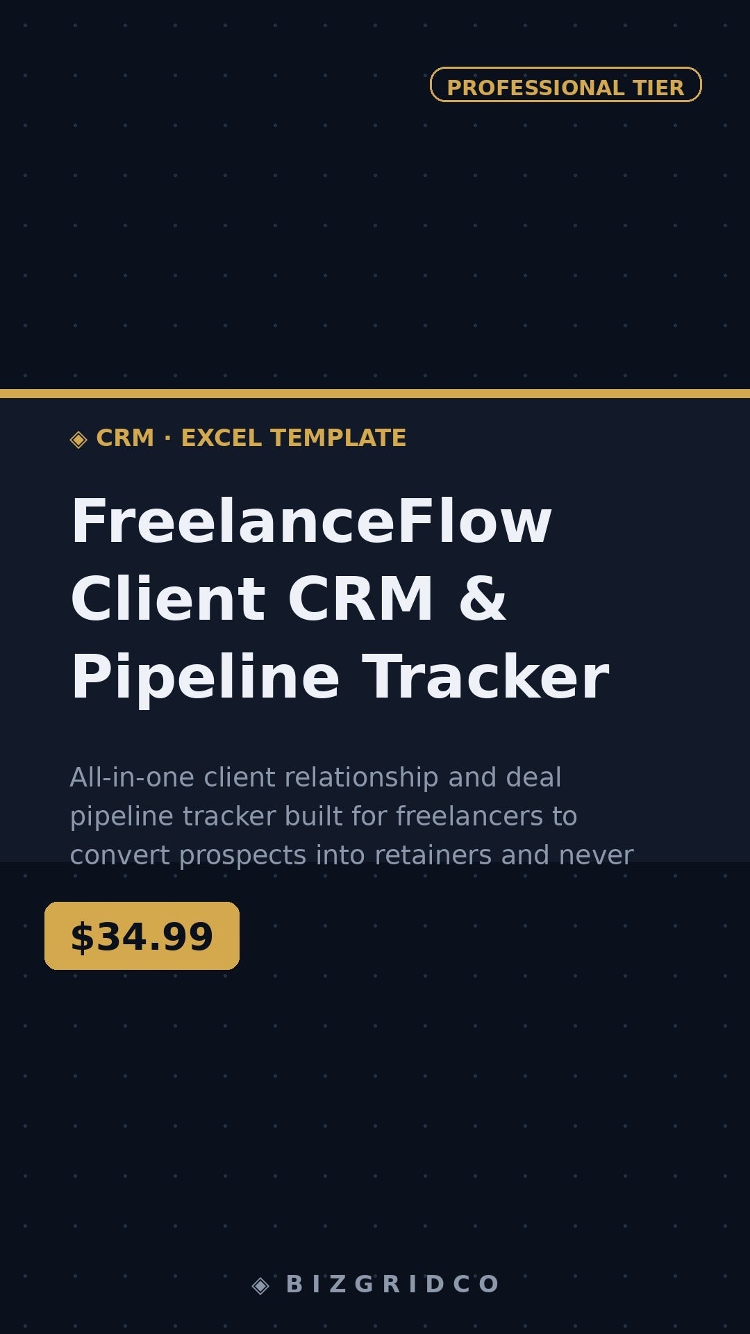 FreelanceFlow Client CRM & Pipeline Tracker | Freelancer CRM Template | Client Management System - BizGridCo.