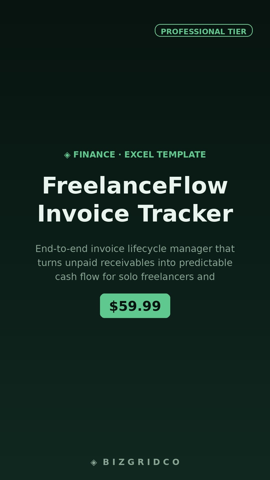 FreelanceFlow Invoice Tracker Spreadsheet | Freelancer Invoice Manager | Client Billing Cash Flow Template - BizGridCo.