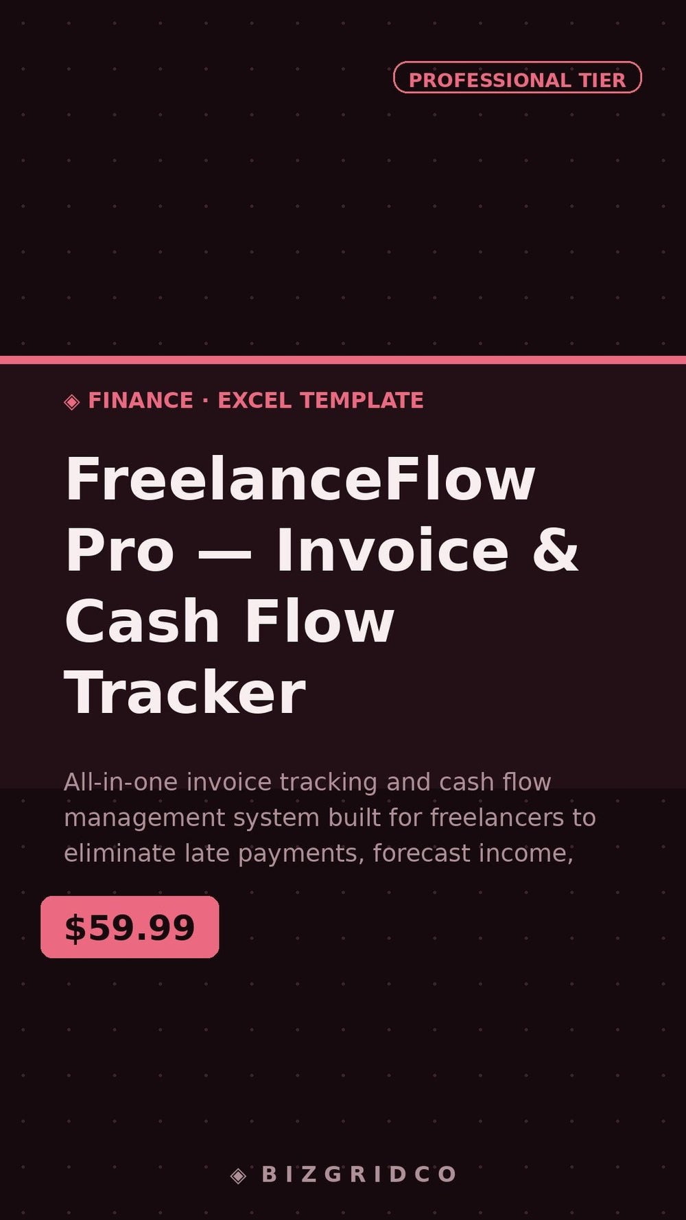 FreelanceFlow Pro Invoice & Cash Flow Tracker | Freelancer Finance Tool | Income Forecast | Tax Ready - BizGridCo.