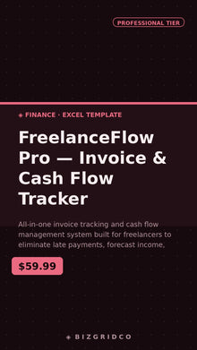 FreelanceFlow Pro Invoice & Cash Flow Tracker | Freelancer Finance Tool | Income Forecast | Tax Ready - BizGridCo.