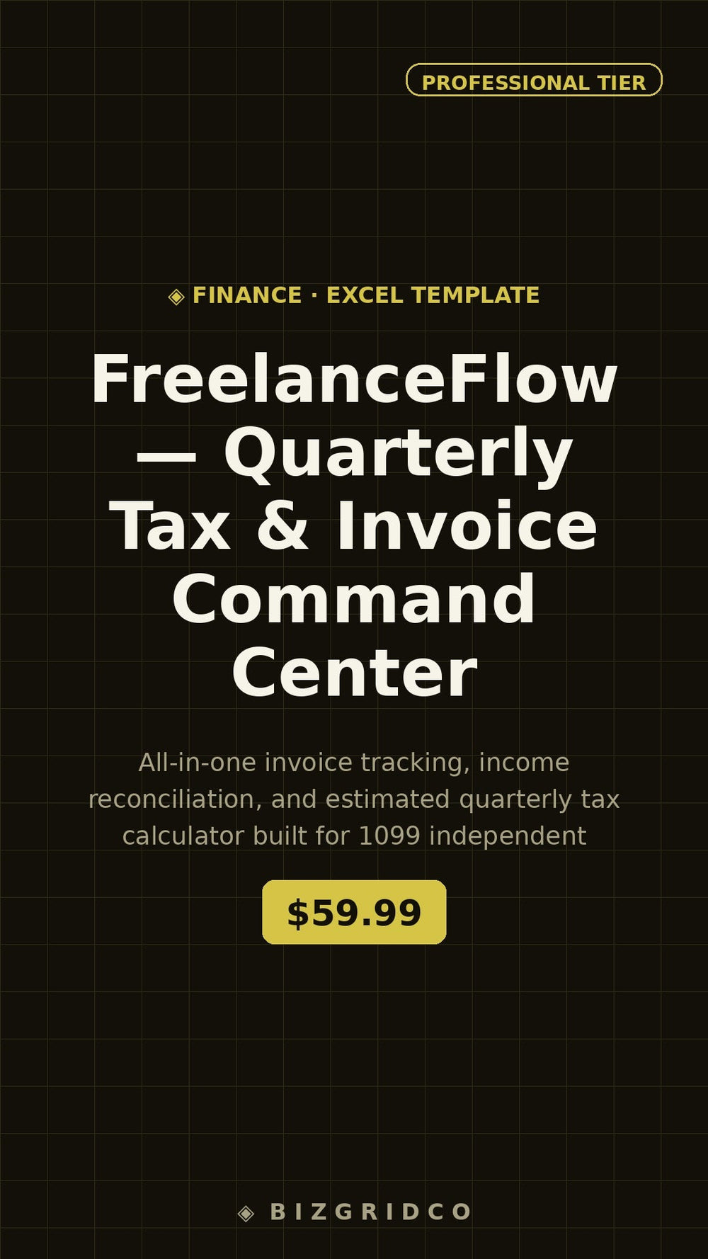 Freelancer Tax Spreadsheet | Quarterly Estimated Tax Calculator & Invoice Tracker for 1099 Self-Employed | Google Sheets - BizGridCo.