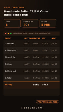Handmade Seller CRM & Order Intelligence Hub | Custom Order Tracker | Repeat Buyer System - BizGridCo.