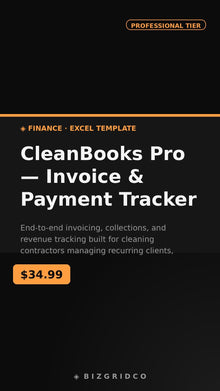 Invoice & Payment Tracker Spreadsheet | Cleaning Business Bookkeeping | Cash Flow Tracker | Small Business Finance Excel Google Sheets - BizGridCo.