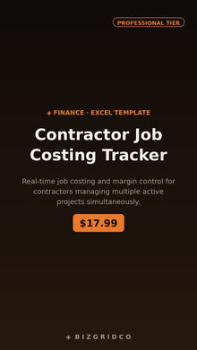 Job Costing Tracker for Contractors | Manage Multiple Projects & Margins in Excel or Google Sheets - BizGridCo.