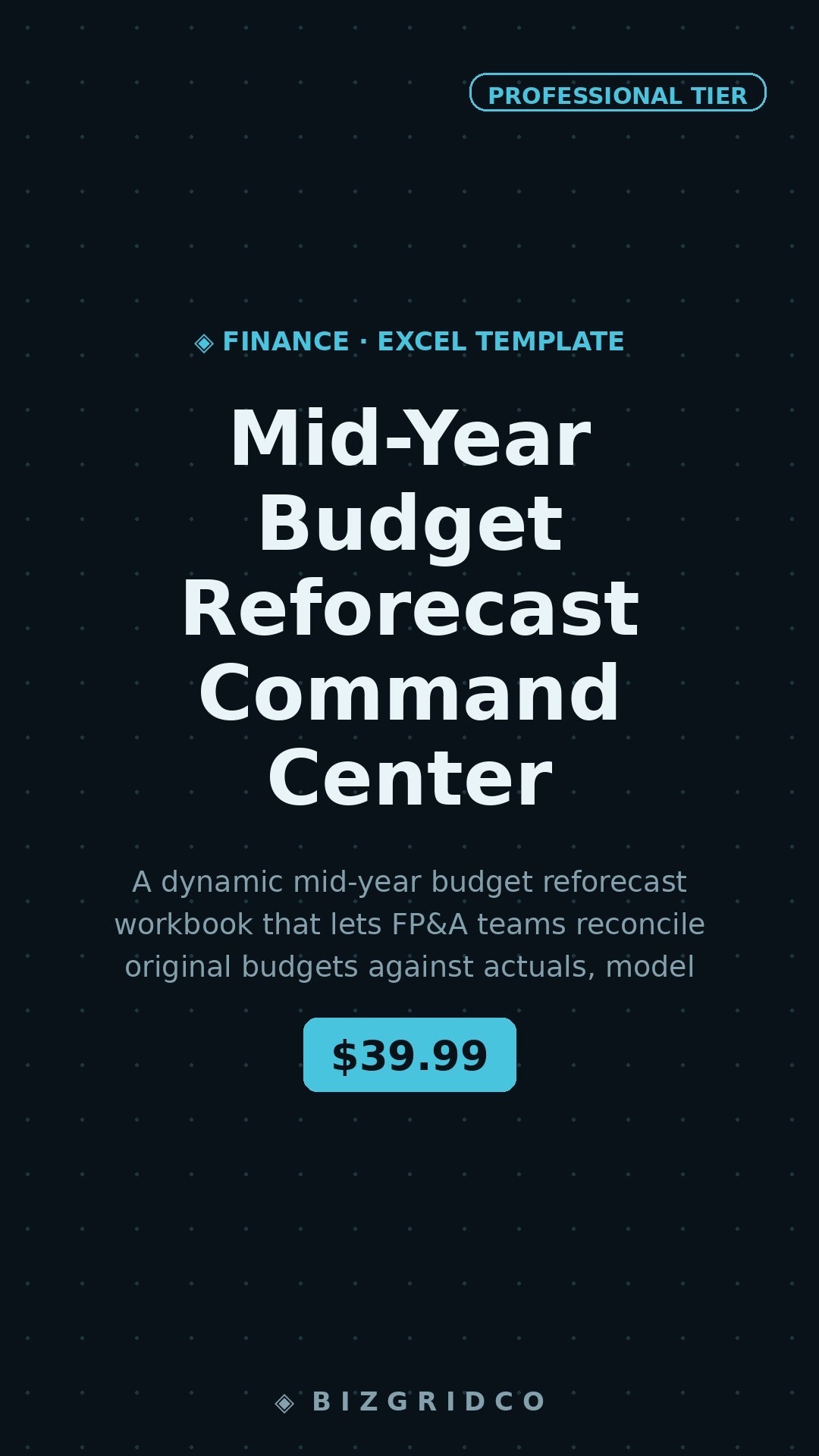 Mid-Year Budget Reforecast Workbook | FP&A Excel Template | Variance Analysis | CFO Dashboard Ready - BizGridCo.