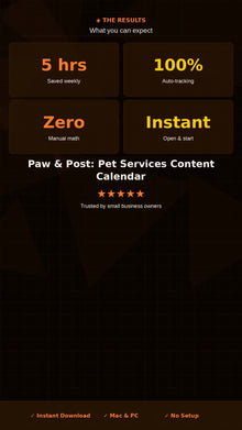 Pet Business Content Calendar | Social Media Planner for Dog Walkers Pet Sitters Groomers - BizGridCo.