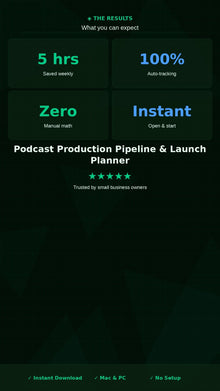 Podcast Production Planner Excel Template | Episode Tracker, Launch Checklist, Guest Tracker - BizGridCo.