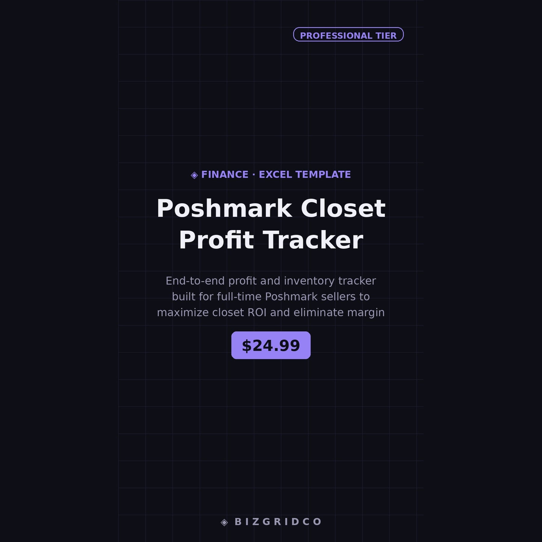 Poshmark Profit Tracker for Resellers | Closet Inventory and Fee Calculator Spreadsheet for Active Sellers - BizGridCo.
