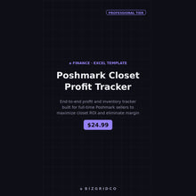 Poshmark Profit Tracker for Resellers | Closet Inventory and Fee Calculator Spreadsheet for Active Sellers - BizGridCo.