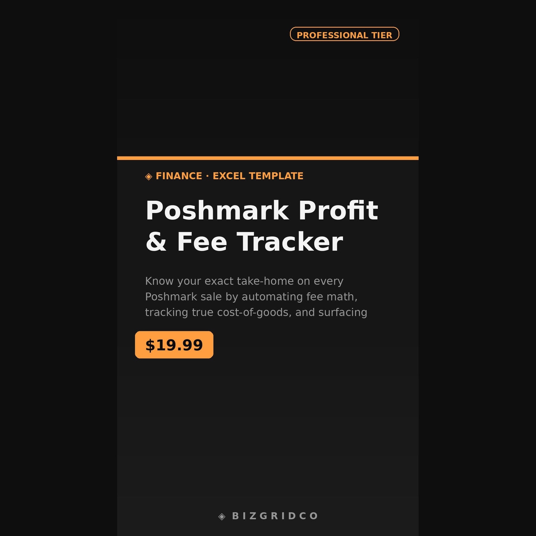 Poshmark Profit Tracker with Fee Calculator | Excel and Google Sheets Spreadsheet for Resellers - BizGridCo.