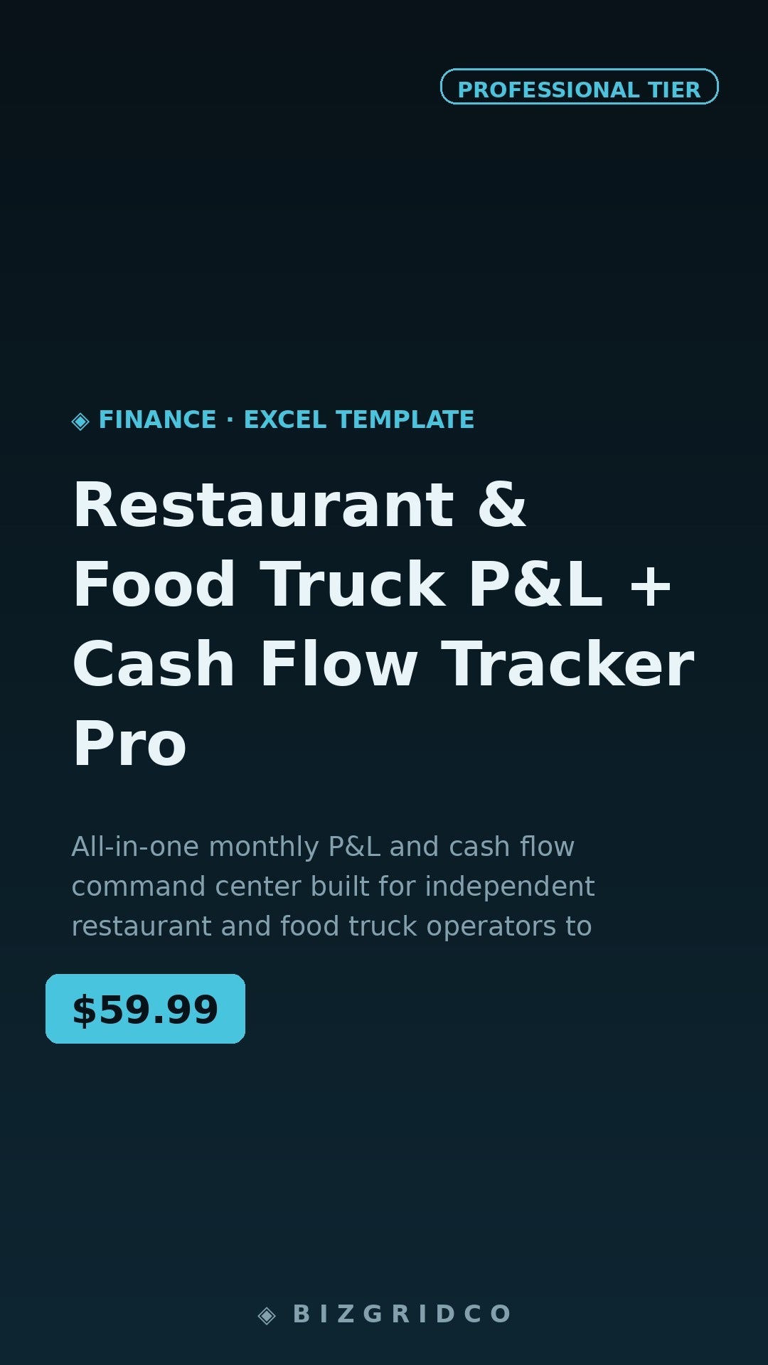 Profit & Loss Template Restaurant Food Truck Cash Flow Tracker Spreadsheet Small Business Finance Excel Google Sheets - BizGridCo.