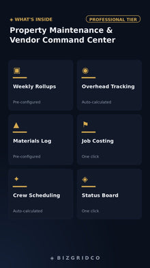 Property Maintenance Tracker Excel Template | Vendor Scorecard & Work Order Log for Property Managers - BizGridCo.