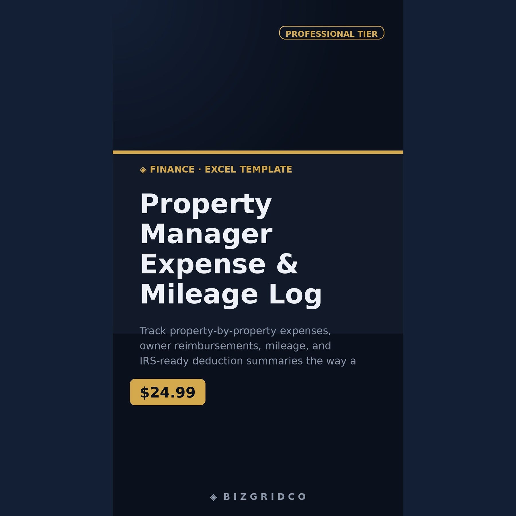 Property Manager Expense Tracker with Mileage Log | Multi-Property Bookkeeping and Owner Reimbursement Spreadsheet - BizGridCo.