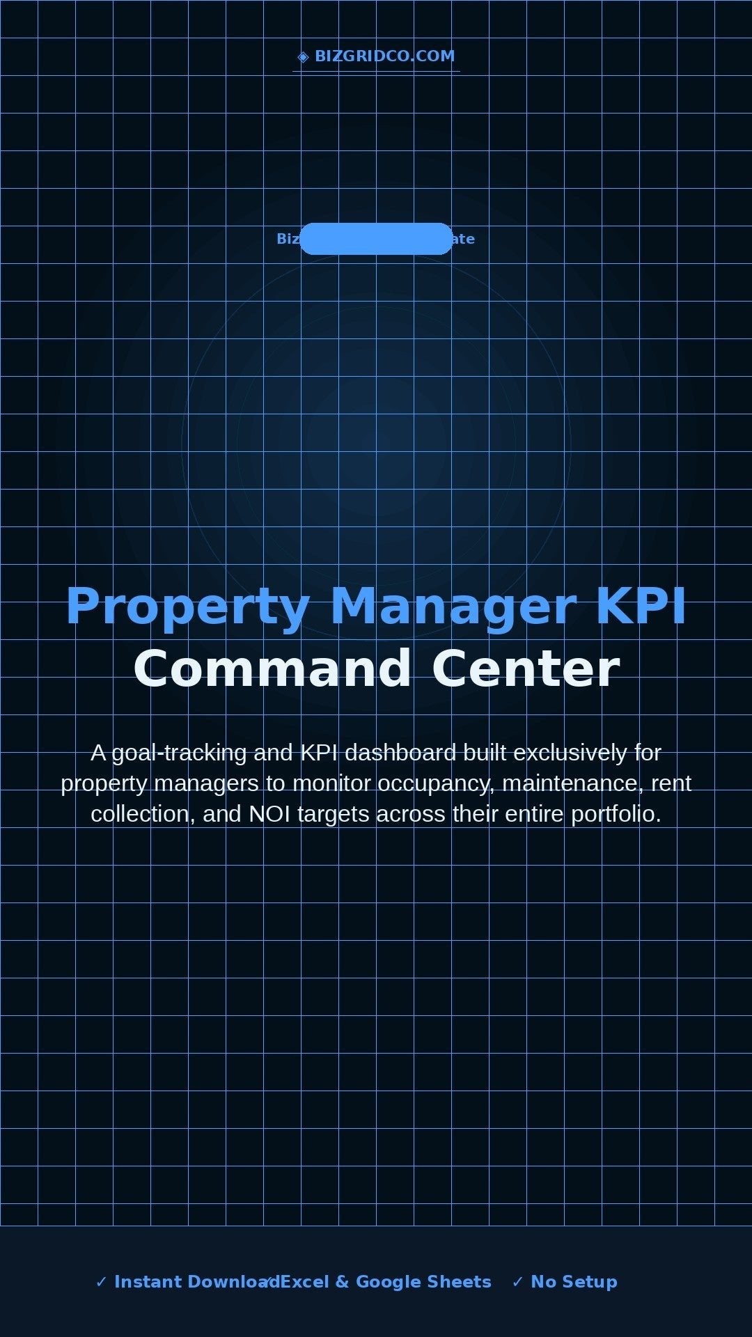 Property Manager KPI Dashboard Excel Template | Occupancy Rent NOI Tracker | Portfolio Command Center - BizGridCo.