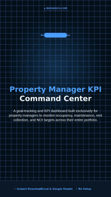 Property Manager KPI Dashboard Excel Template | Occupancy Rent NOI Tracker | Portfolio Command Center - BizGridCo.