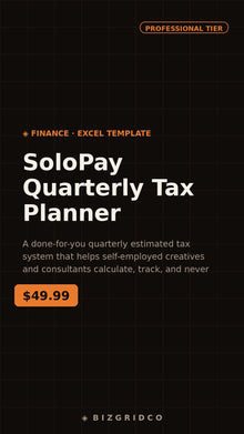 Quarterly Estimated Tax Planner Self Employed Creatives Consultants Solopreneur IRS Payment Tracker - BizGridCo.