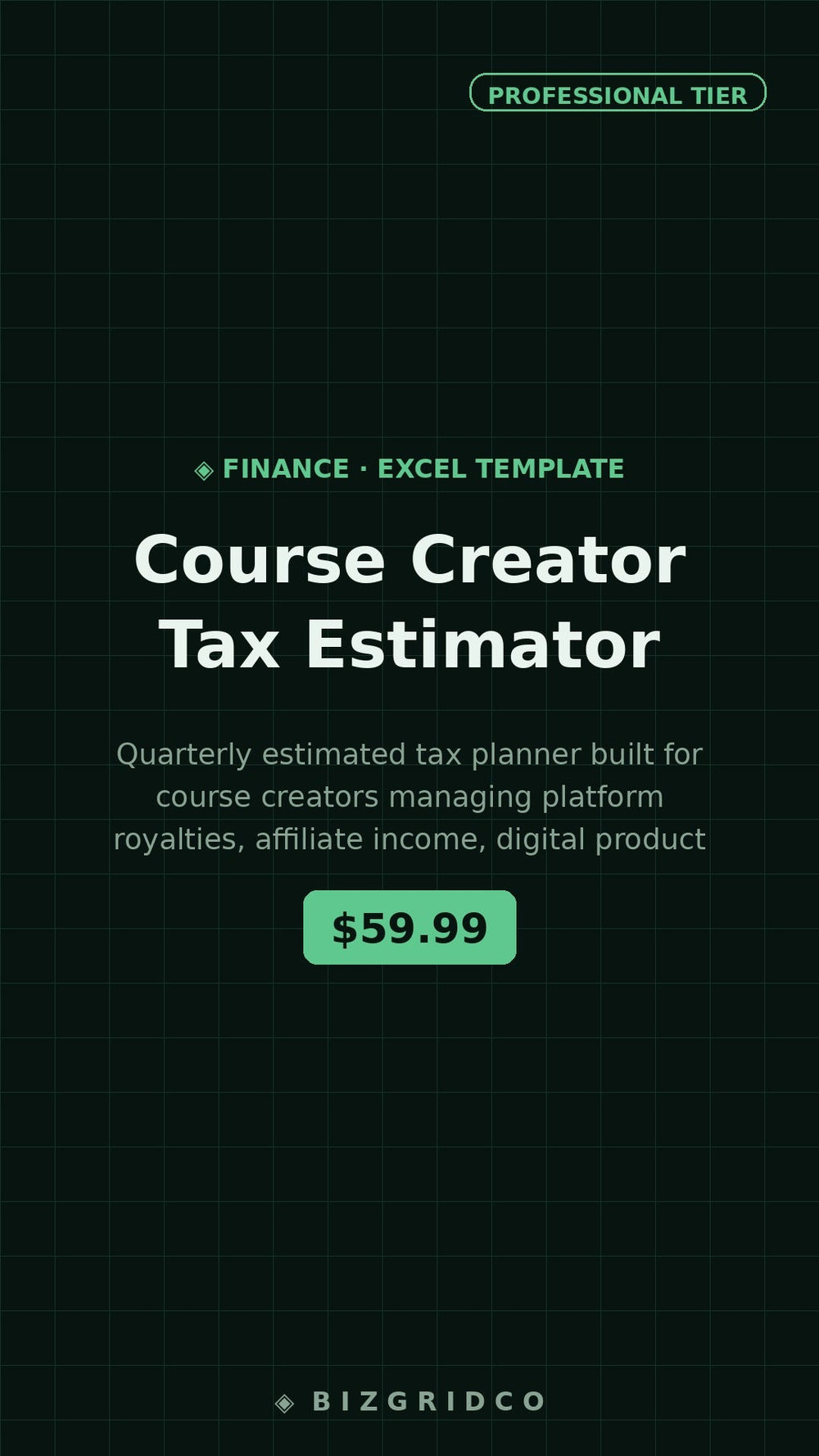 Quarterly Estimated Tax Spreadsheet for Course Creators | Self-Employment Tax Planner Google Sheets - BizGridCo.