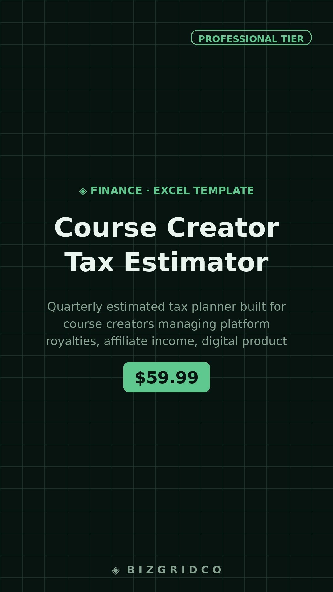 Quarterly Estimated Tax Spreadsheet for Course Creators | Self-Employment Tax Planner Google Sheets - BizGridCo.
