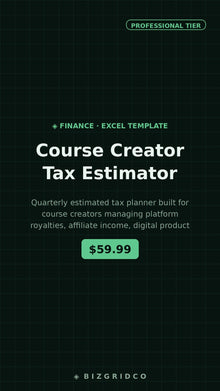 Quarterly Estimated Tax Spreadsheet for Course Creators | Self-Employment Tax Planner Google Sheets - BizGridCo.