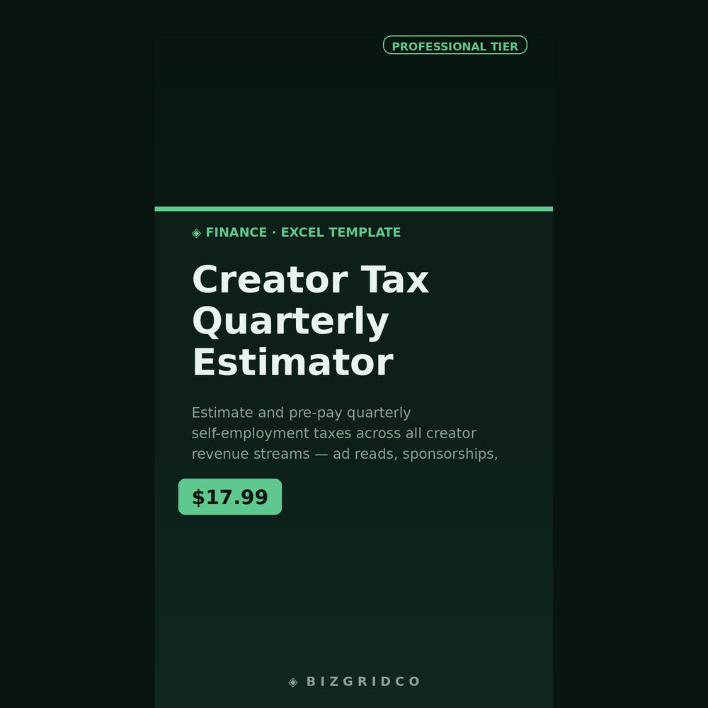 Quarterly Tax Estimator for Creators and Podcasters | Self-Employment Tax Calculator for YouTube & Multi-Income Earners - BizGridCo.