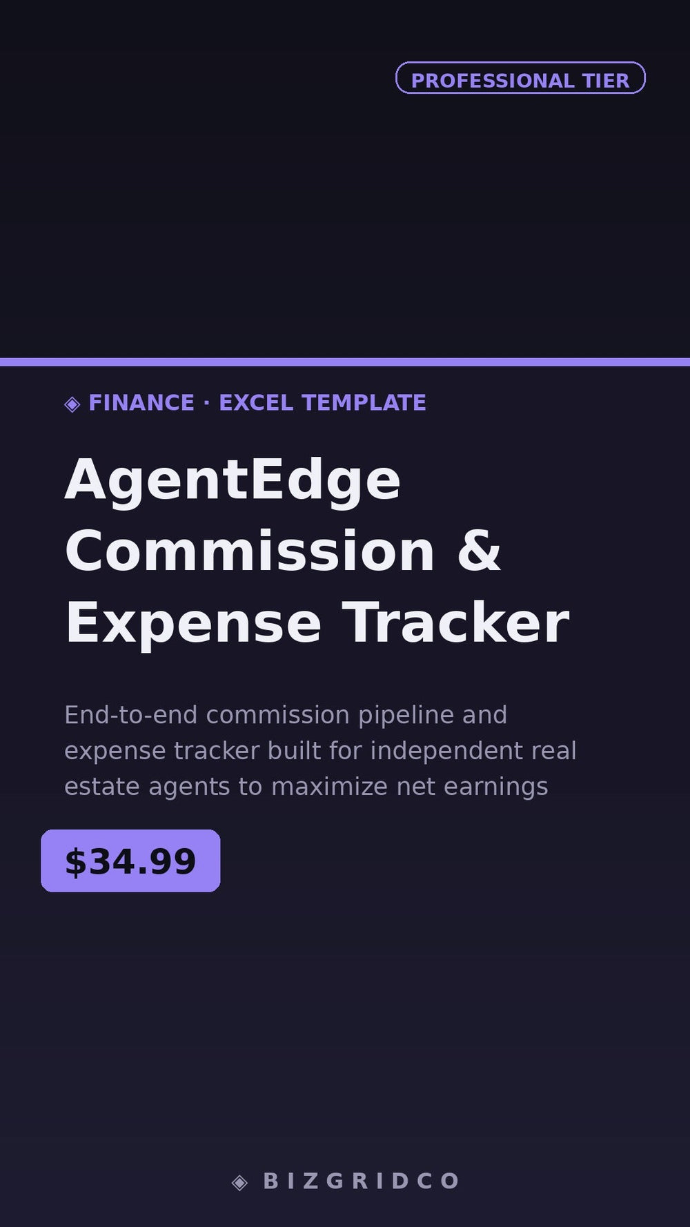 Real Estate Agent Commission Tracker Spreadsheet | Expense Log | Tax Prep Tool for Independent Agents - BizGridCo.