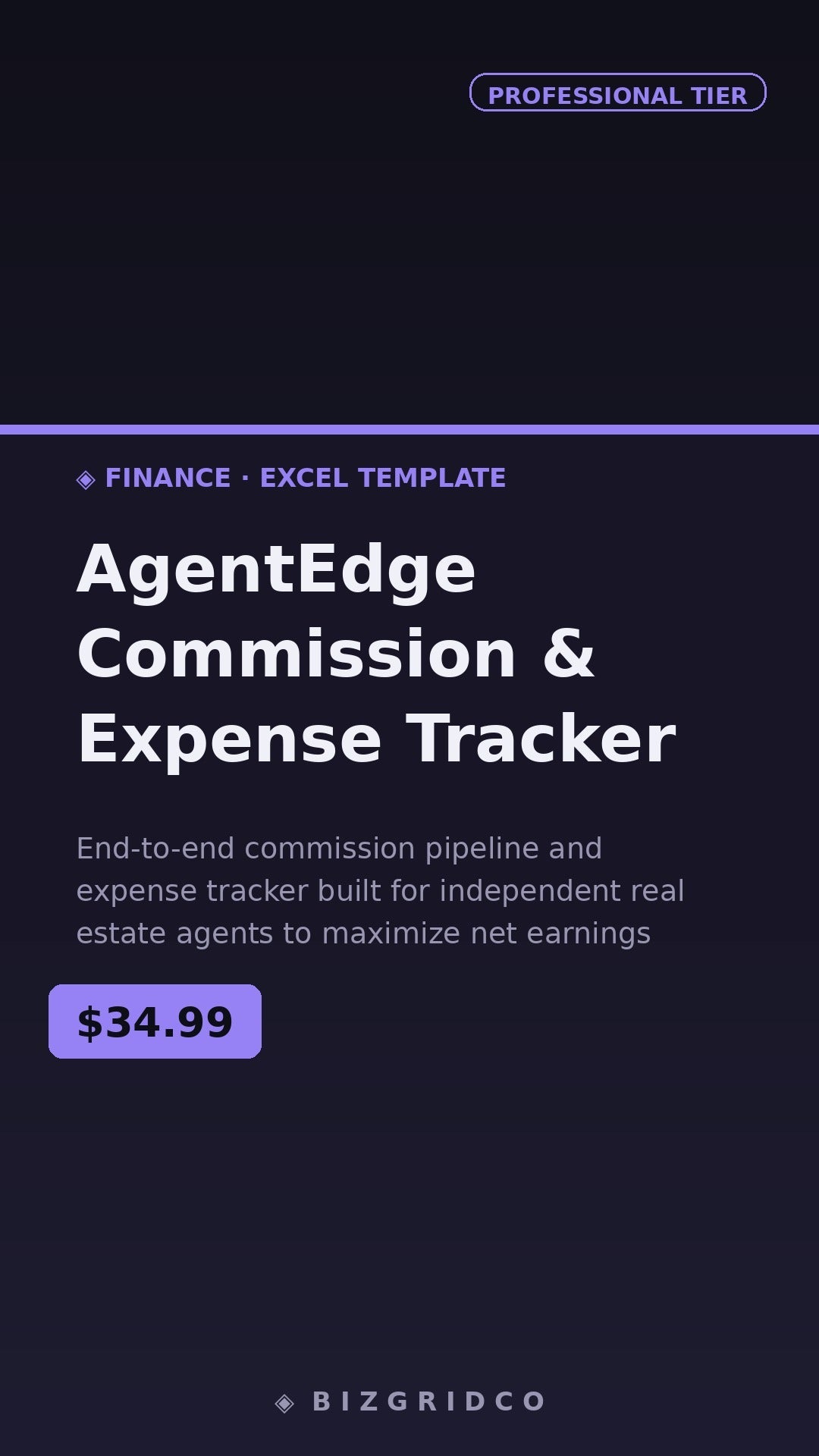 Real Estate Agent Commission Tracker Spreadsheet | Expense Log | Tax Prep Tool for Independent Agents - BizGridCo.