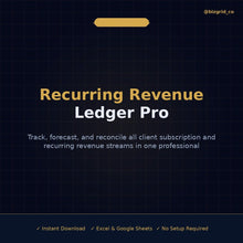 Recurring Revenue Tracker Excel Template | Subscription Income Ledger | Freelancer Bookkeeper Workbook - BizGridCo.