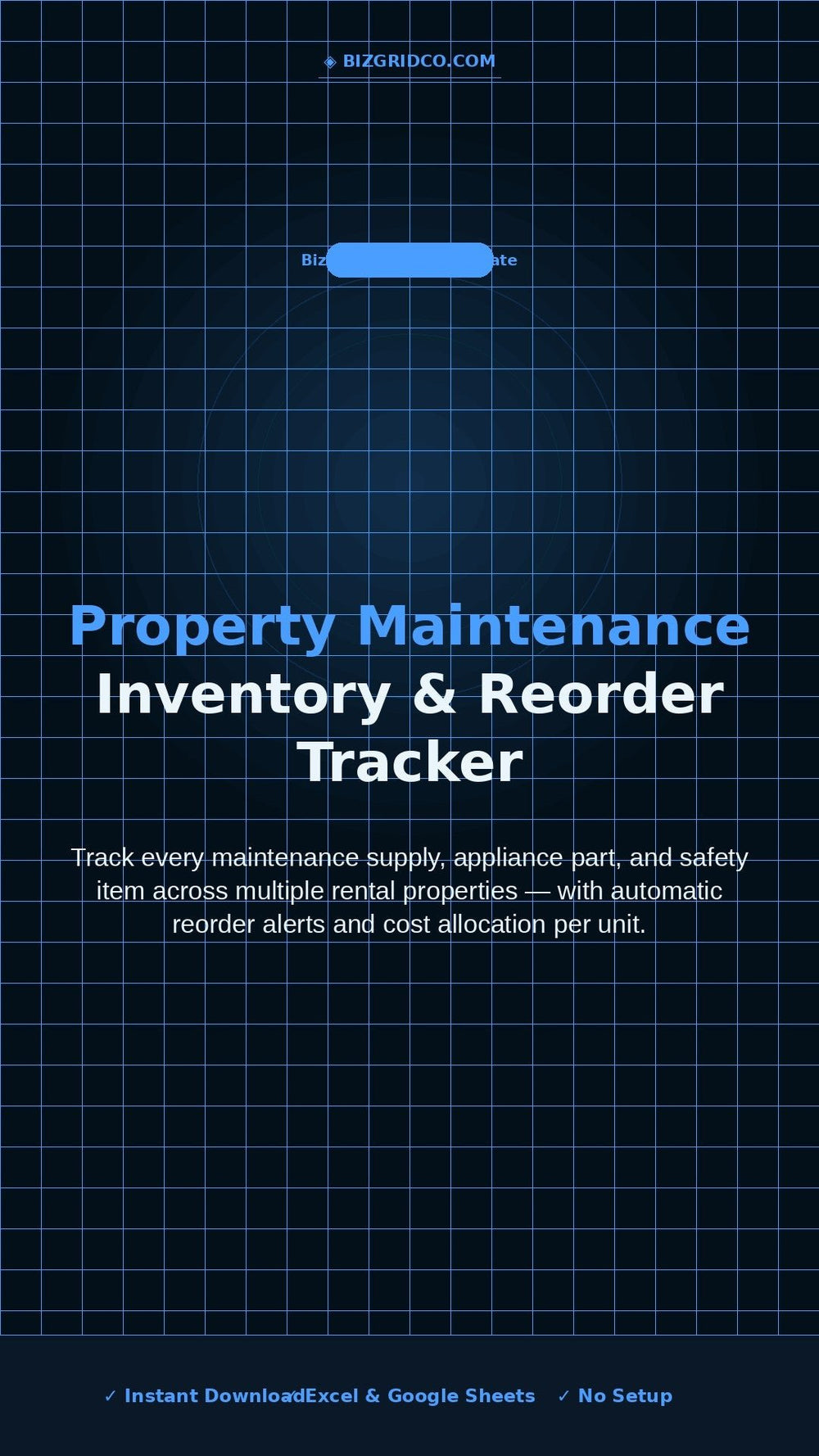 Rental Property Maintenance Inventory Tracker Excel | Multi-Unit Reorder Alerts & Cost Tracking - BizGridCo.