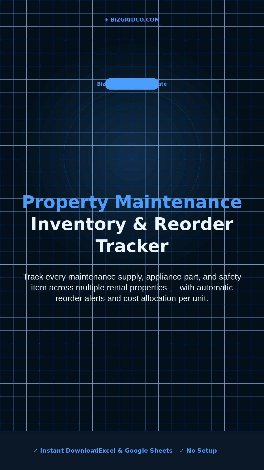 Rental Property Maintenance Inventory Tracker Excel | Multi-Unit Reorder Alerts & Cost Tracking - BizGridCo.