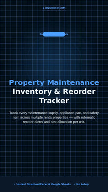 Rental Property Maintenance Inventory Tracker Excel | Multi-Unit Reorder Alerts & Cost Tracking - BizGridCo.