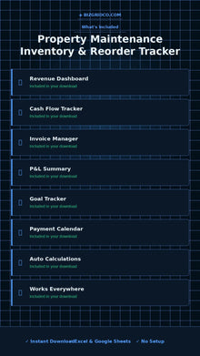 Rental Property Maintenance Inventory Tracker Excel | Multi-Unit Reorder Alerts & Cost Tracking - BizGridCo.