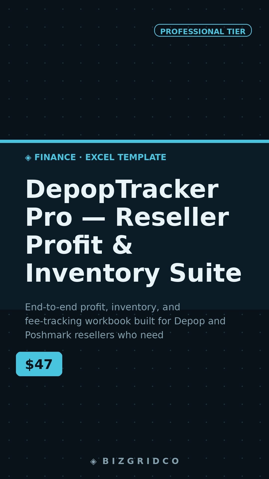 Reseller Spreadsheet Depop Poshmark Inventory Tracker Profit Tracker Fees Google Sheets Excel Template - BizGridCo.