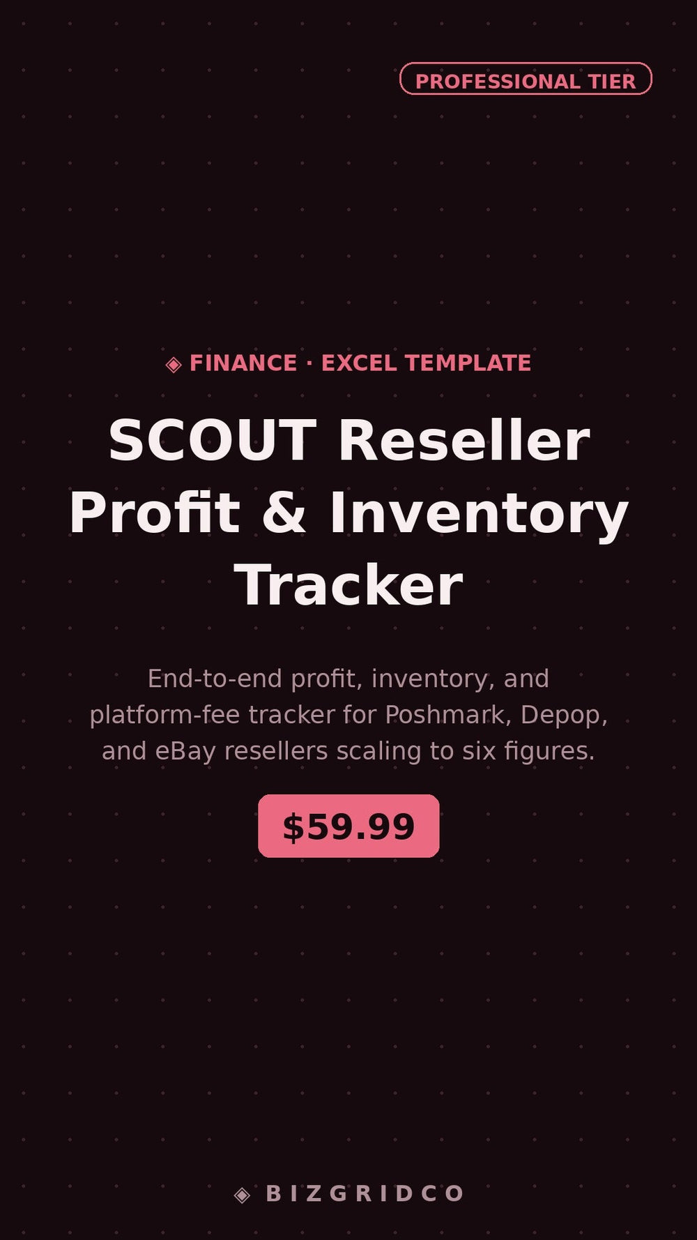 Reseller Spreadsheet Profit Tracker Inventory | Poshmark Depop eBay | Profit and Loss Google Sheets - BizGridCo.