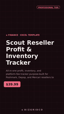Reseller Spreadsheet Profit Tracker | Poshmark Depop Mercari Inventory Tracker | Google Sheets Excel - BizGridCo.