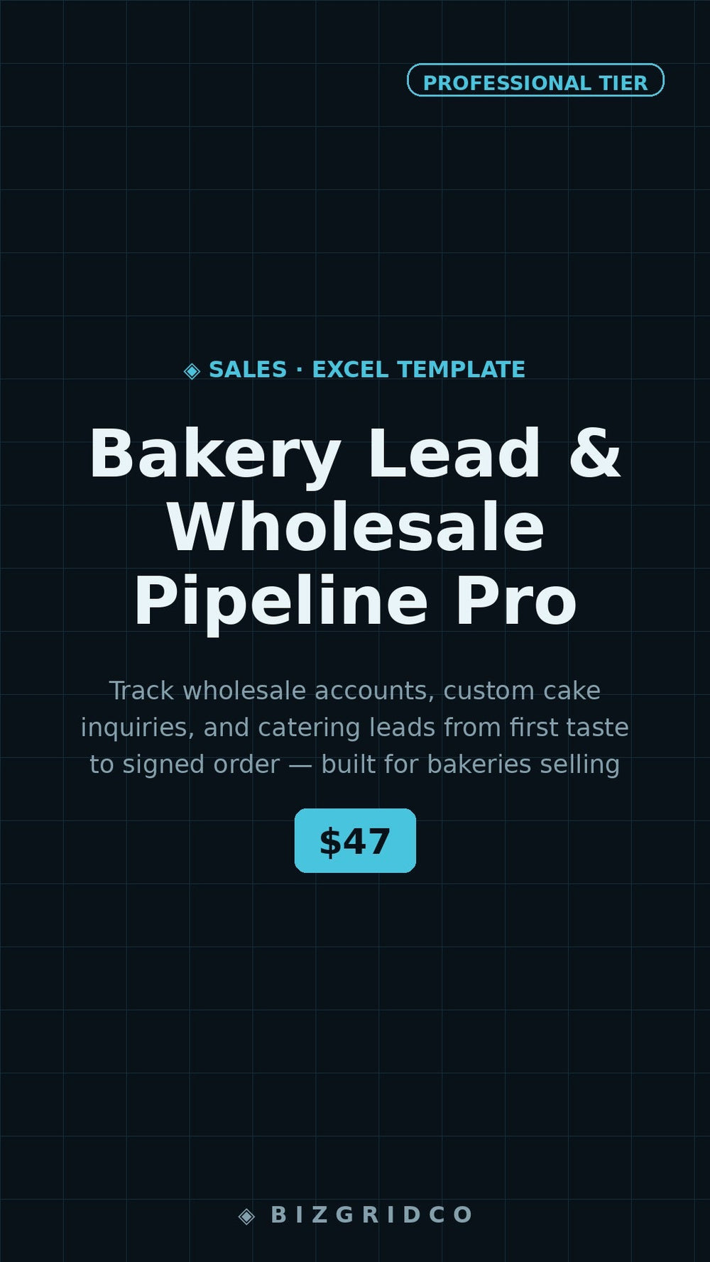 Sales Pipeline Tracker Excel & Google Sheets | Bakery Wholesale CRM Lead Tracker Small Business Template - BizGridCo.