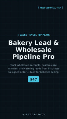 Sales Pipeline Tracker Excel & Google Sheets | Bakery Wholesale CRM Lead Tracker Small Business Template - BizGridCo.
