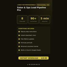 Salon and Spa Lead Tracker CRM | Client Inquiry Pipeline for Booking, Follow-Up & Conversion Spreadsheet - BizGridCo.