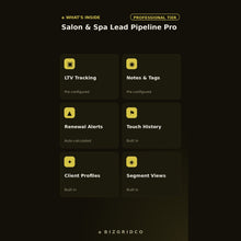 Salon and Spa Lead Tracker CRM | Client Inquiry Pipeline for Booking, Follow-Up & Conversion Spreadsheet - BizGridCo.
