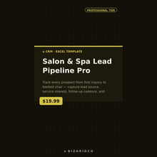 Salon and Spa Lead Tracker CRM | Client Inquiry Pipeline for Booking, Follow-Up & Conversion Spreadsheet - BizGridCo.