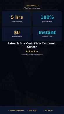Salon & Spa Cash Flow Tracker Spreadsheet | Budget Template for Salon Owners & Spa Managers | Finance - BizGridCo.