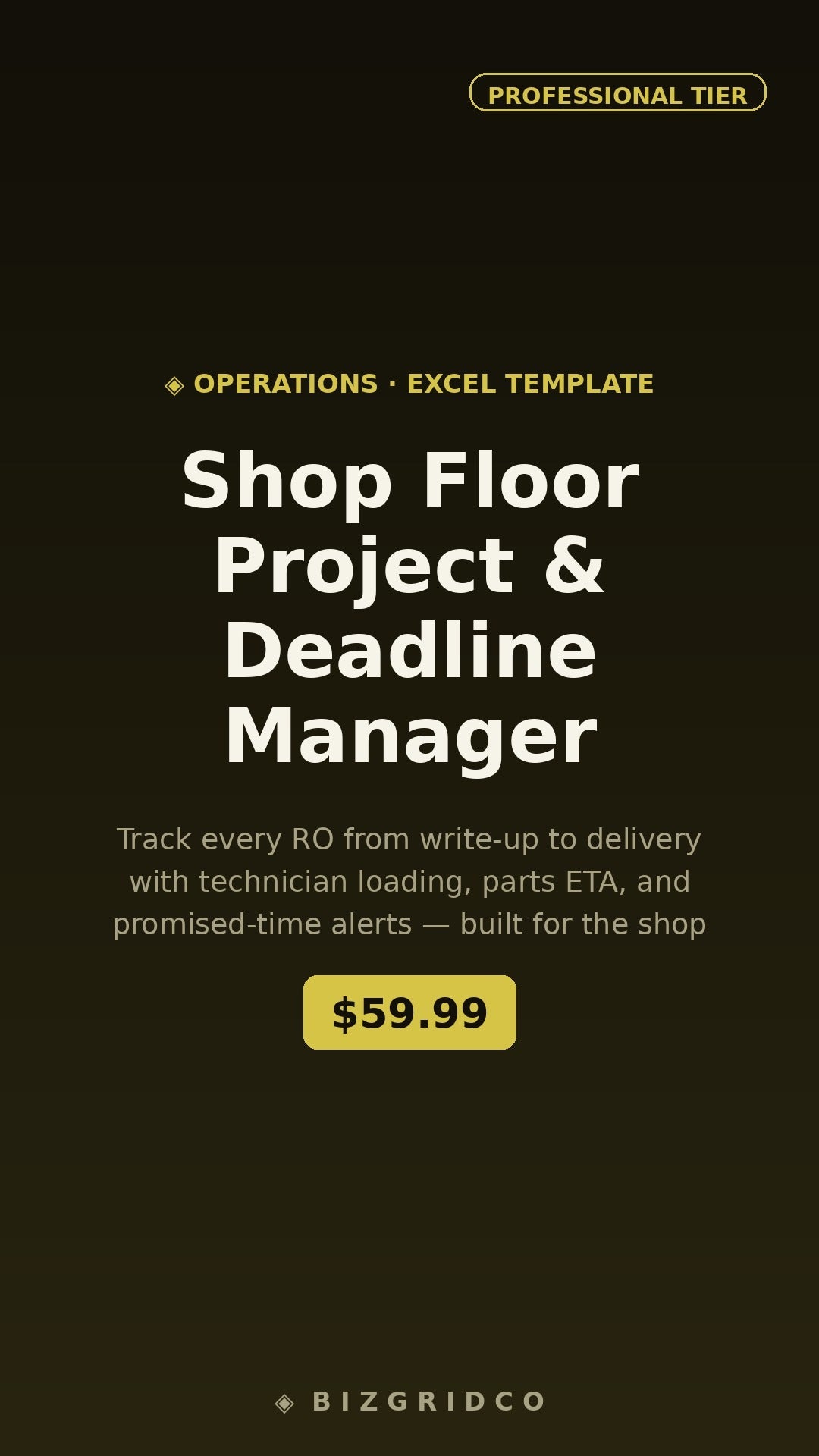 Shop Floor Project & Deadline Manager | Auto Repair RO Tracker | Bay Loading | Parts ETA | Promise Time Alerts - BizGridCo.